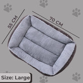 Kuber Industries Dog & Cat Bed|Polyester Face with Cotton & Polyester Filling|Comfortable and Durable|Rectangle Pet Bed for Enhanced Stretching Space|Machine Wash|QY036BR-L|Brown (Pack of 2)